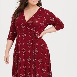 Torrid Floral Wrap Dress (Size 1, 14/16)